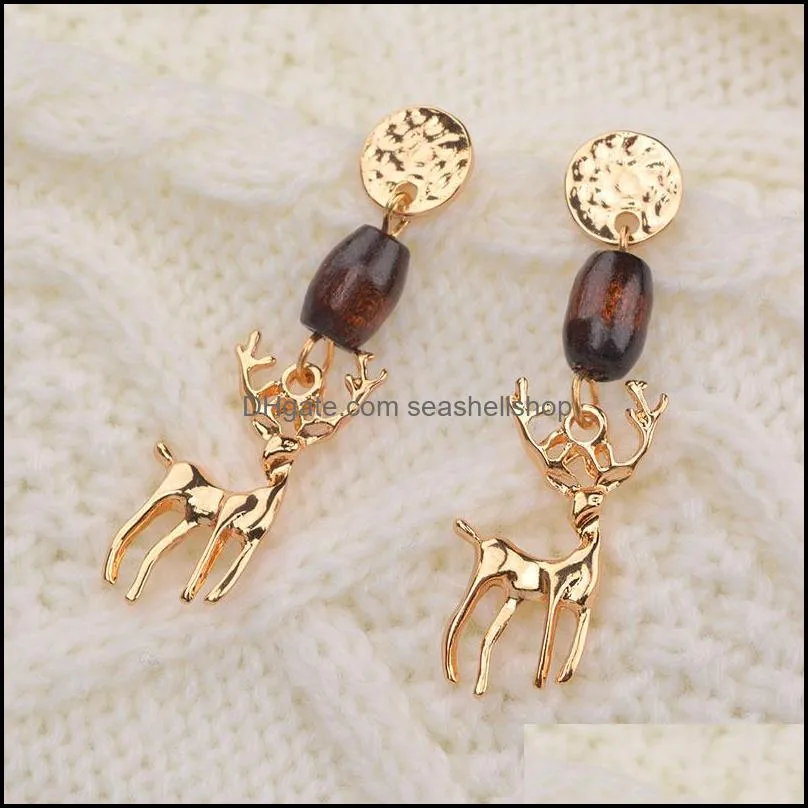 trendy statement christmas tree elk charm earring for women multilayer spring drop earrings jewelry girls christmas gifts wholesale