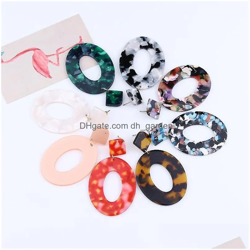 trendy oval acrylic statment dangle earrings for women geometric acrylic acetic acid design drop earring female 2019 jewelry