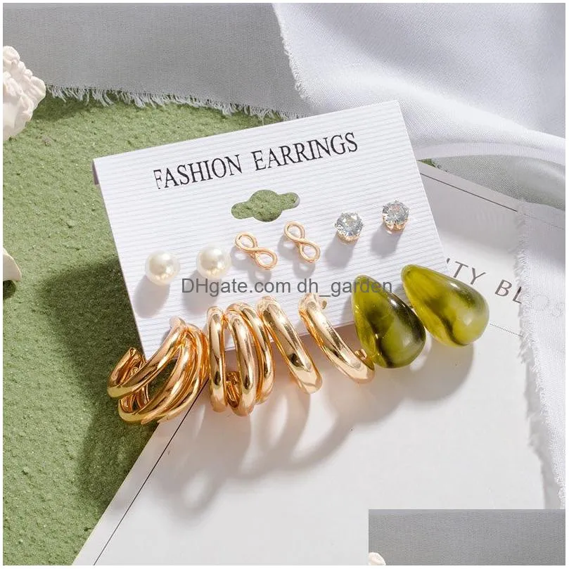 dangle earrings geometric acrylic hoop drop set for women fashion metal colorful resin 2022 trend jewelry gift