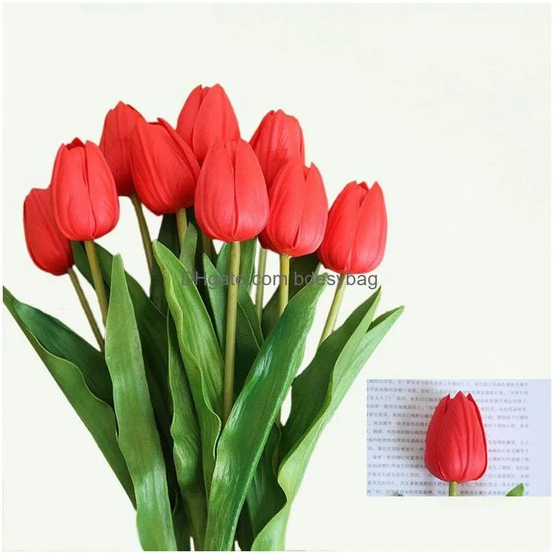 decorative flowers wreaths pu tulips artificial flowers real touch artificial wedding centerpiece decor fake pu tulips home wedding