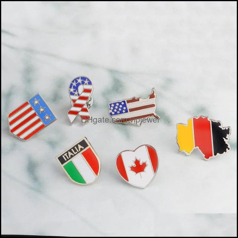 national flags enamel brooches canadian american german italian flag lapel pin button clothes collar brooch badge fashion jewelry gift