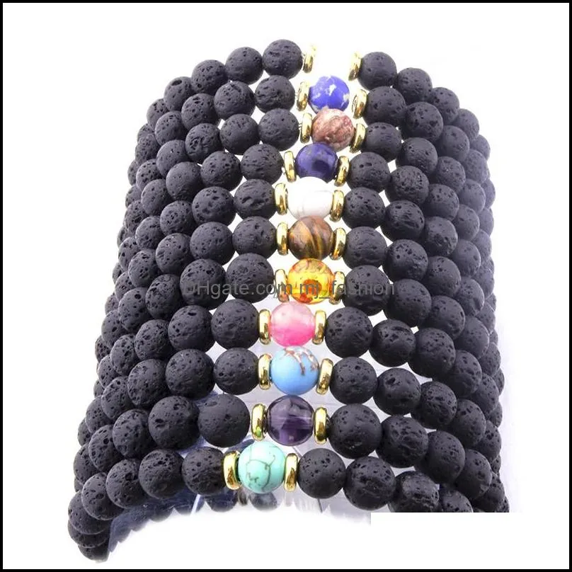 12 colors natural black lava stone turquoise tigers eye bracelet vaolcano stone aromatherapy essential oil diffuser bracelet