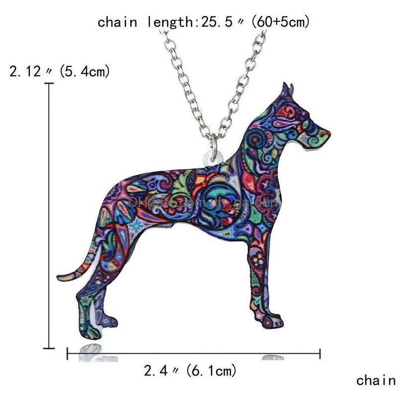 colorful double side acrylic printing cat dog dragon horse camel pendant necklace for women costume sweater chain handmade animal