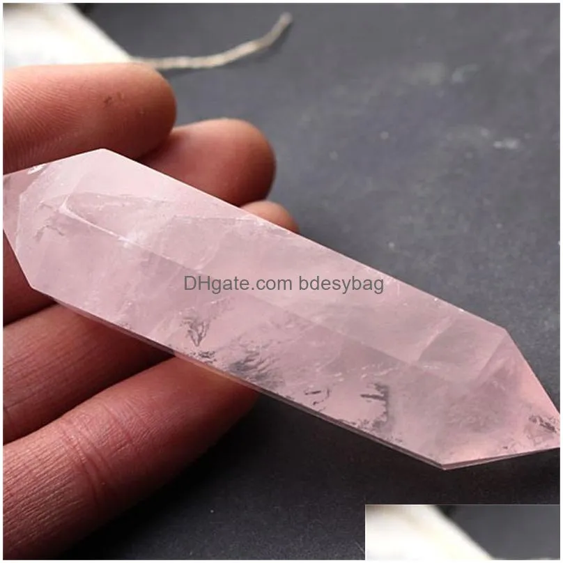 arts and crafts 22.5inch wholesale 100 natural rose crystal crafts point quartz points reiki healing cure chakra spirit energy stones 466