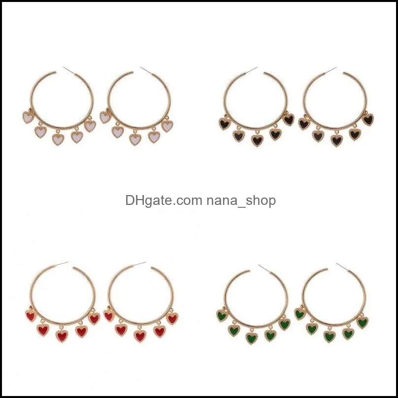 arrivals fashion large circle earrings enamel heart tassel earrings for women hoop earrings party jewelry wholesale