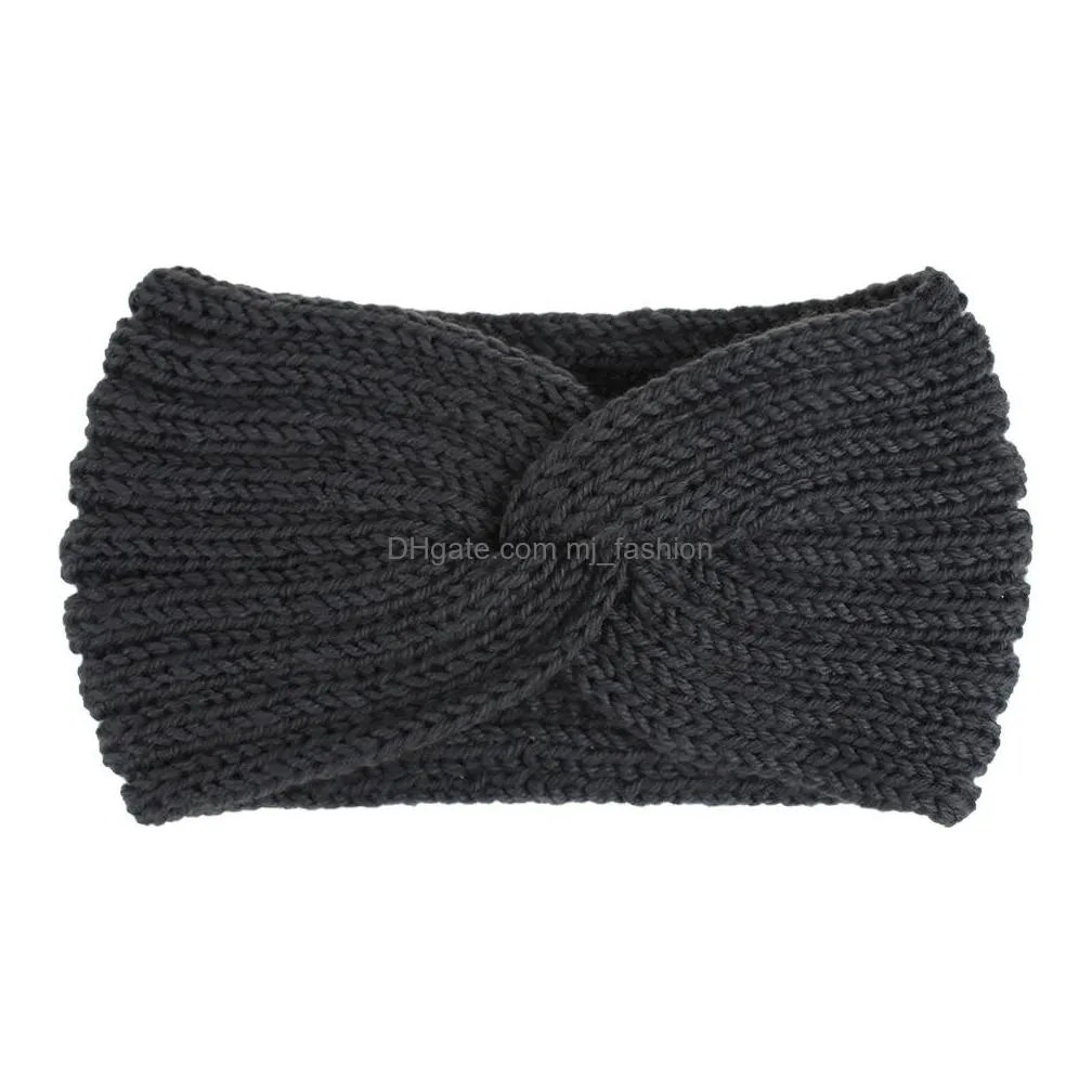 autumn winter womens knitted headband elastic hair band lady crossed headband