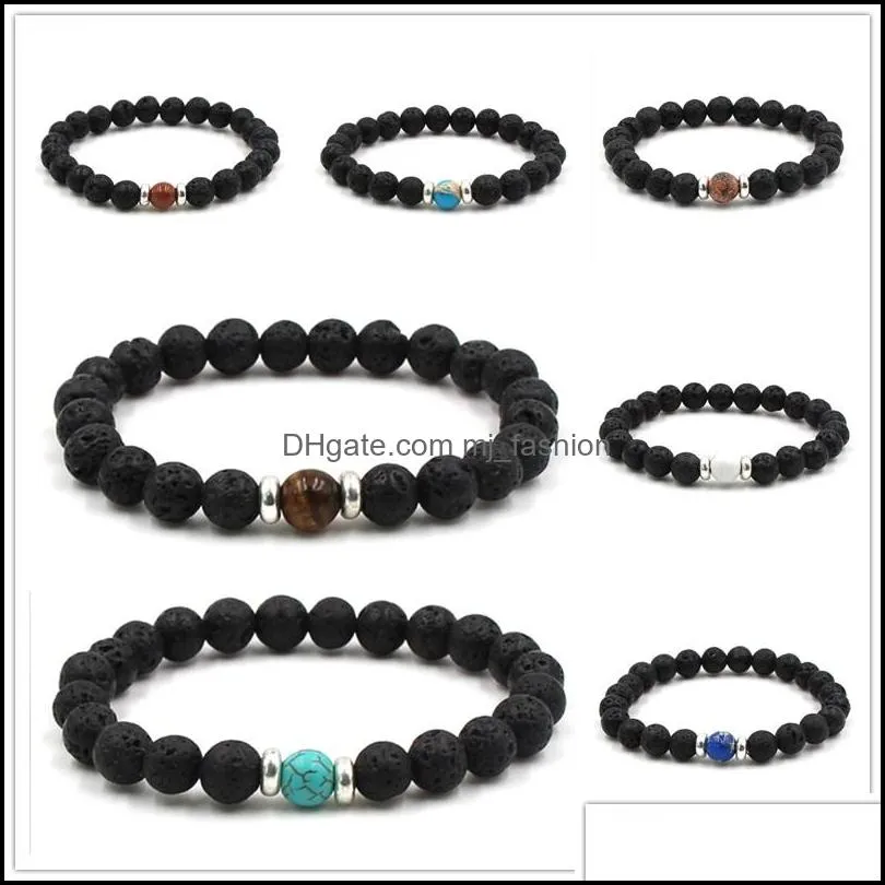 12 colors natural black lava stone turquoise tigers eye bracelet vaolcano stone aromatherapy essential oil diffuser bracelet