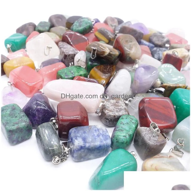 9 styles natural stone pendant hexagonal prism bullet quartz point healing crystals chakra cross heart charm for necklace jewelry in