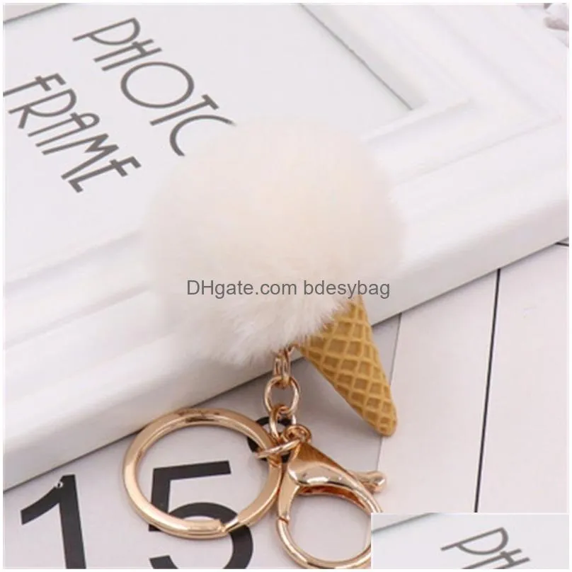 party favor plush ice cream key ring soft ball keychains keys holder luggage bags pendant gift toys birthday party supply 1 8tz h1