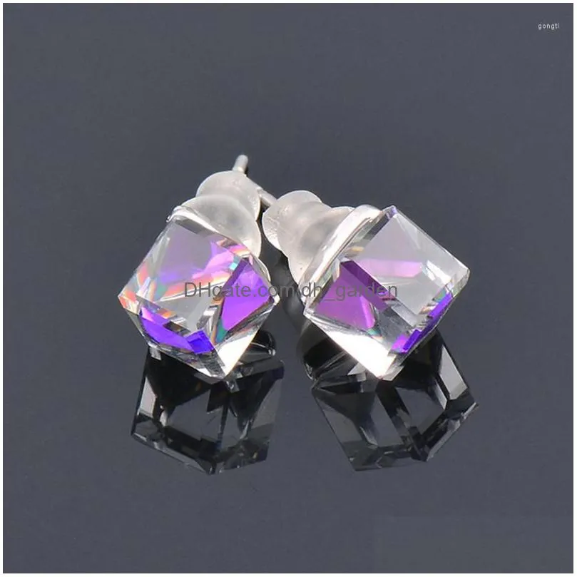 stud earrings sinleery 2022 fashion korean cube crystal for women wedding earring jewelry gift zd1 ssk