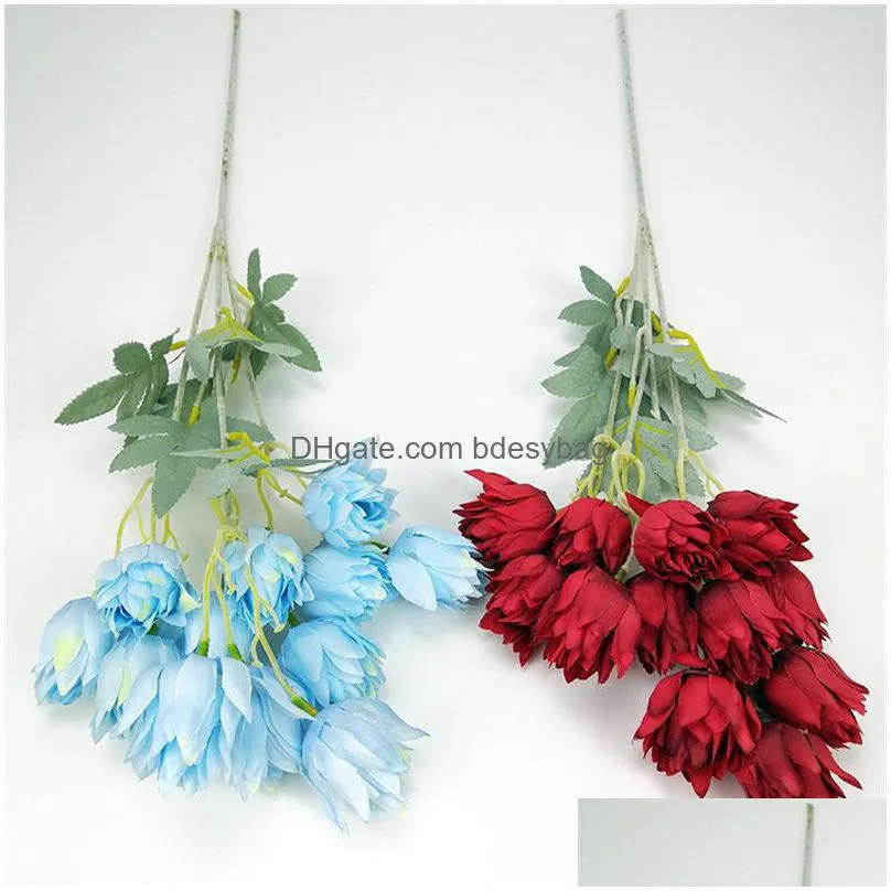 decorative flowers wreaths artificial flowers silk fabric wedding party home diy floral decor high quality big bouquet craft fake flower