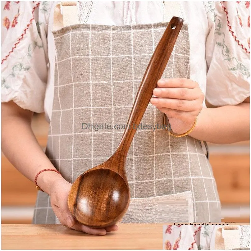 spoons wooden ramen soup spoons japanese kitchen spatula teakwood wooden frying rice seasoning spoons nonstick pan spatula