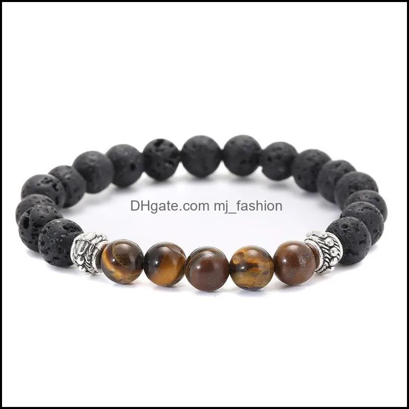 8mm natural lava stone bead turquoise tiger eye bracelet diy volcano  oil diffuser bracelet for women men jewelry