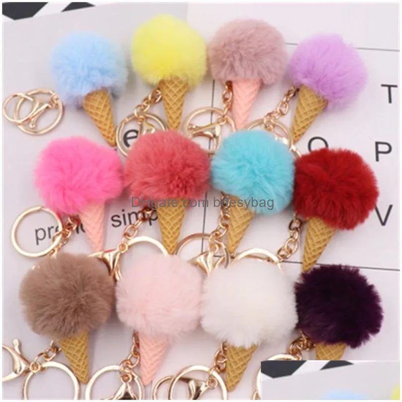 party favor plush ice cream key ring soft ball keychains keys holder luggage bags pendant gift toys birthday party supply 1 8tz h1