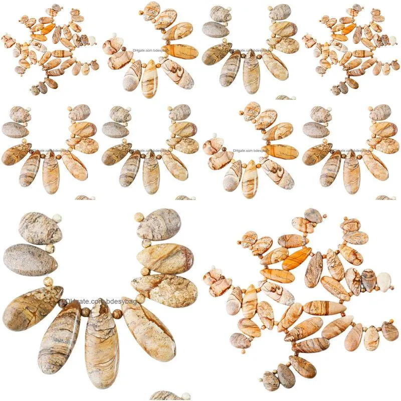 pendant necklaces picture stone loose beads set in 9 pcs teardrop shields charms for jewelry makingpendant