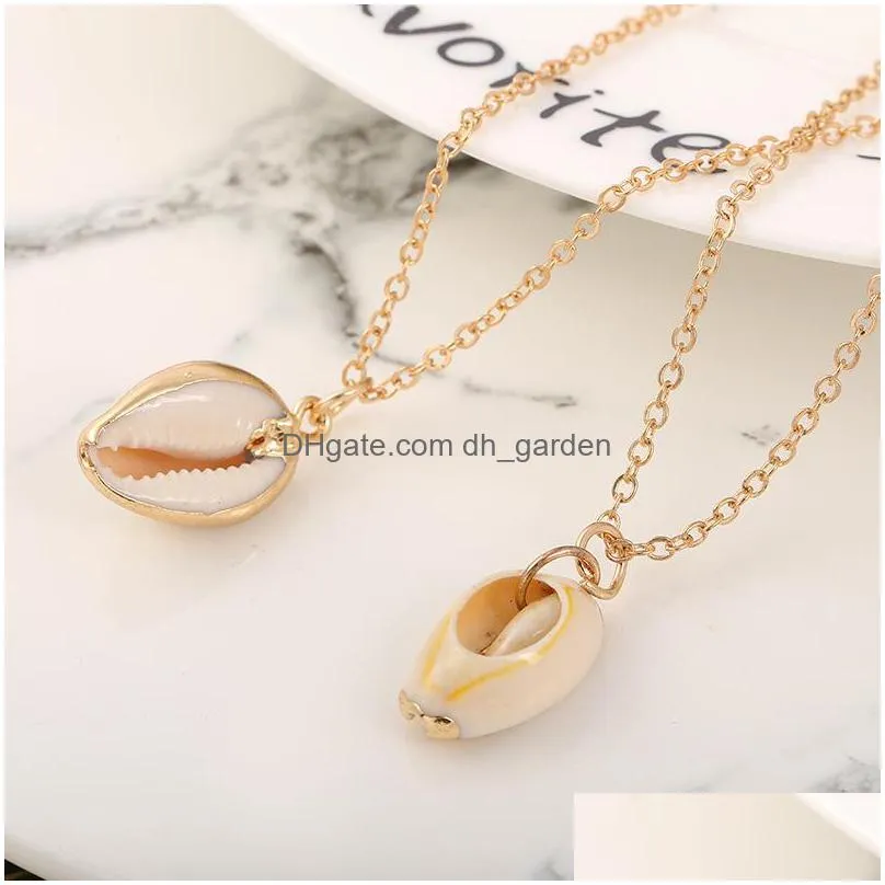 bohemian sea shell conch pendant necklace for women beach seashell charm gold silver chains female boho fashion jewelry