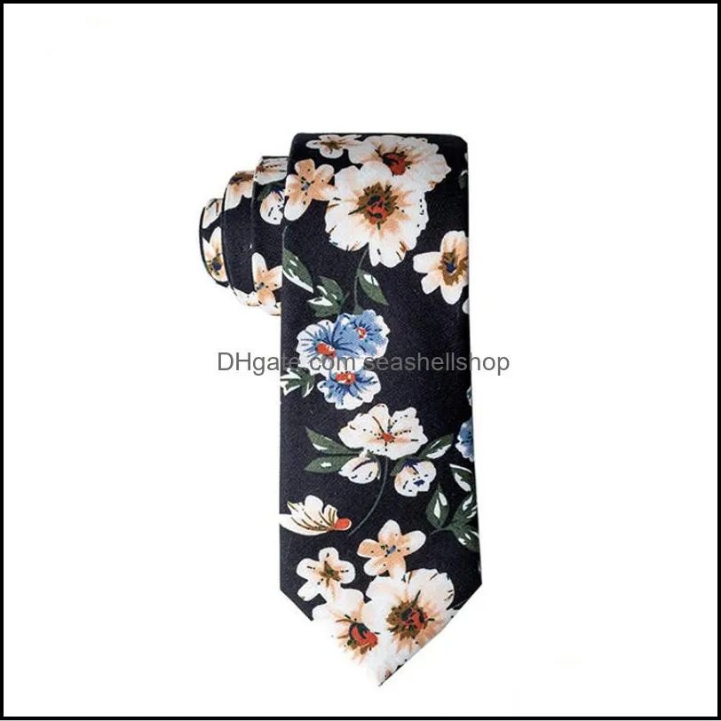 casual floral print neck tie for men skinny cotton wedding mens neckties classic suits fashion accessories