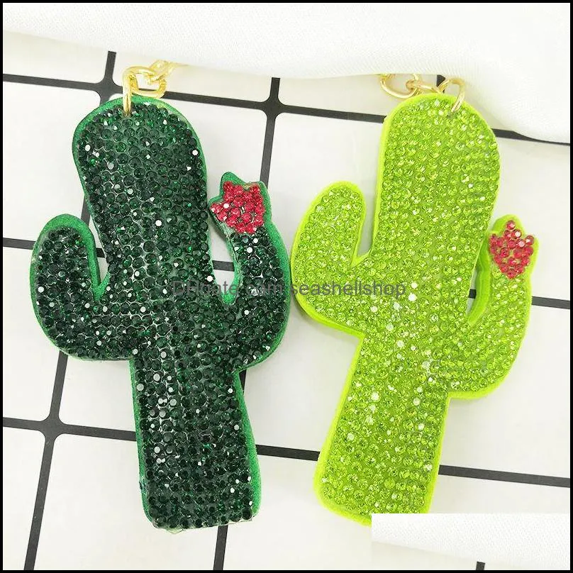 creative women cactus key rings rainbow cloud key pendant diy plant tassel bag keychain fashion accessories