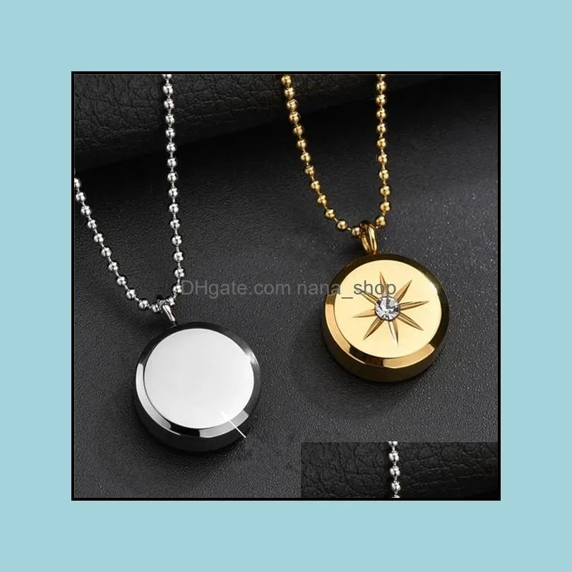 fashion gold silver stainless steel necklace for women and men sun star crystal pendant necklace charm couple jewelry