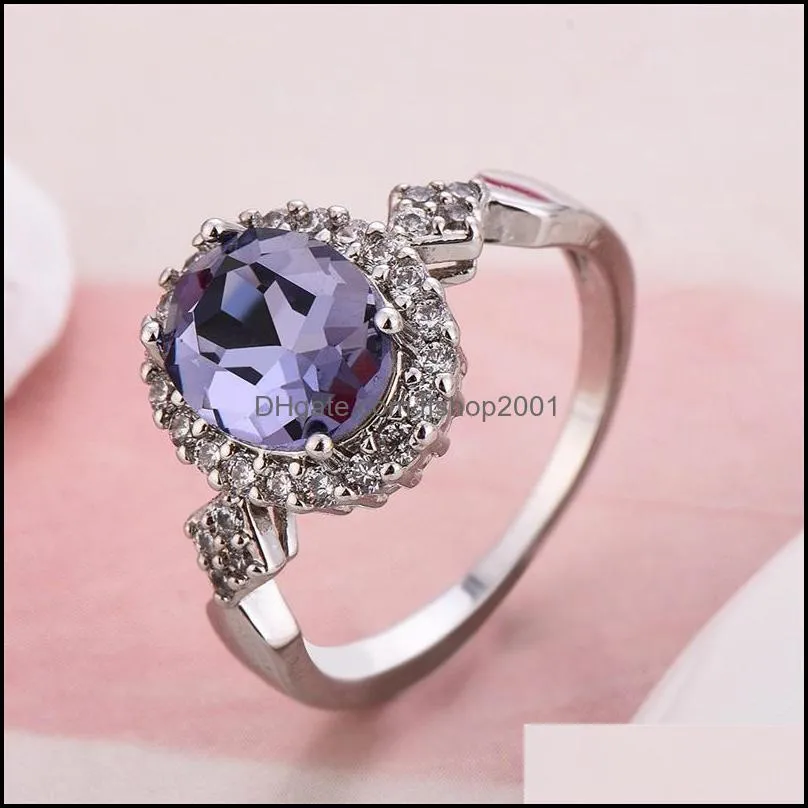 wedding rings luxury female rainbow crystal zircon stone ring vintage blue red purple engagement elegant bridal for women 3556 q2