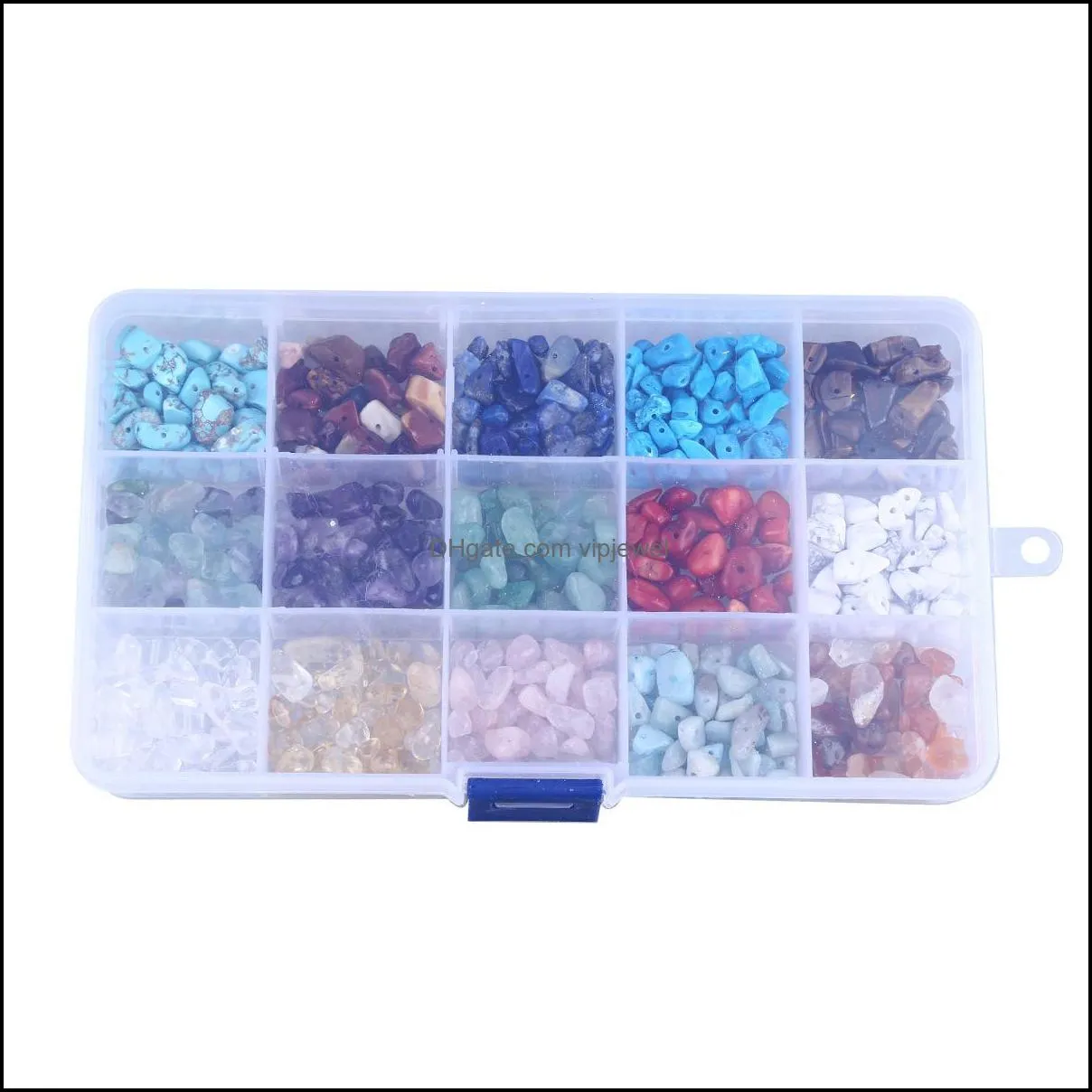 gemstone beads irregular natural stone beads crystal energy stone with storage box for jewelry making diy 15 colors d825l