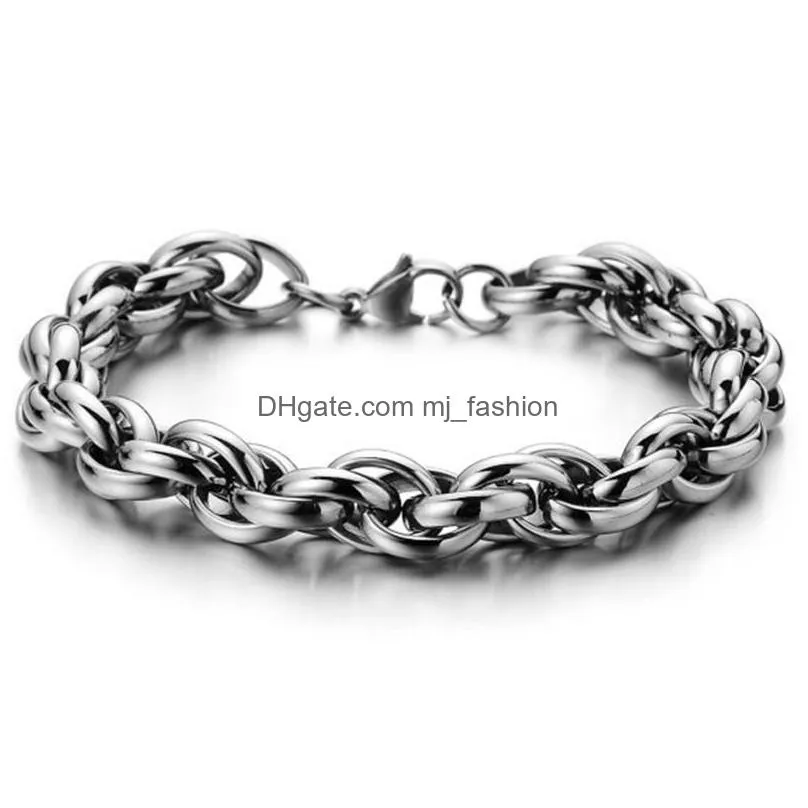 fashion jewelry men thick chain bracelet stainless steel twist bracelet