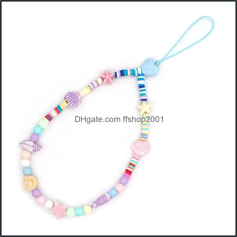 link chain beaded mobile phone rope unisex keychain lanyard shell soft ceramic strap cord for in stock 3720 q2