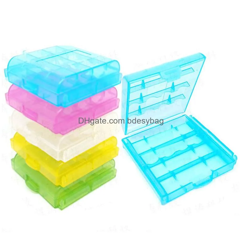 storage boxes bins aa/aaa battery holder case transparent plastic storage box for 14500 10440 batteries organizer container xbjk2105