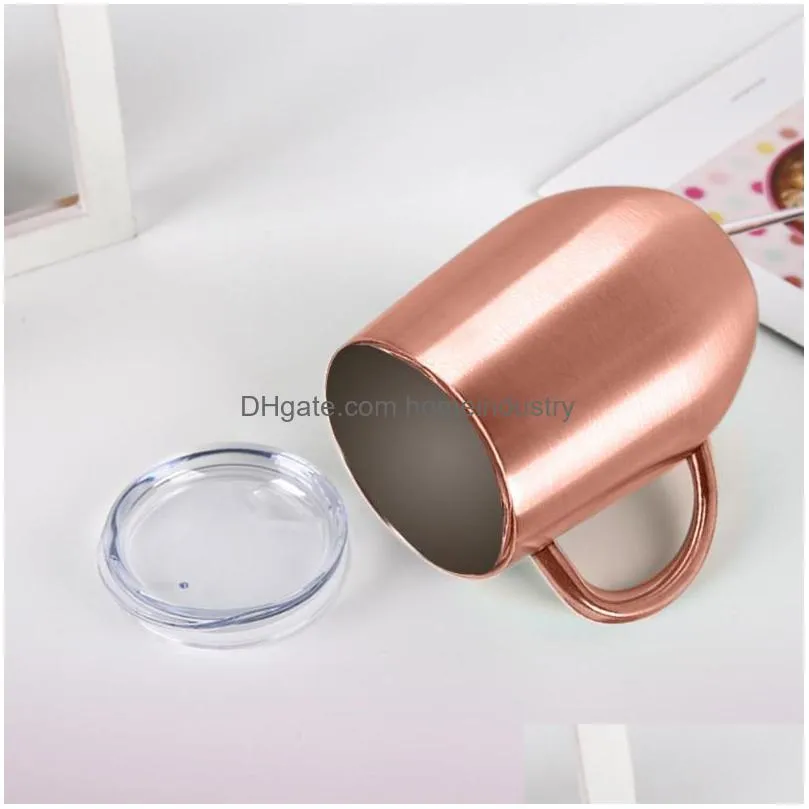 mugs stainless steel mug coffee milk cup doublelayer antiscald water outdoor portable with cover handle 360ml