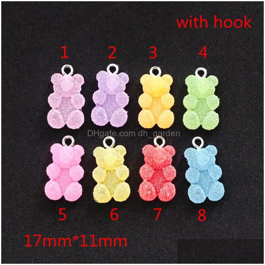 20pcs 17x11mm multicolor flatback epoxy resin gummy bear candy for necklace keychain pendant diy making accessories