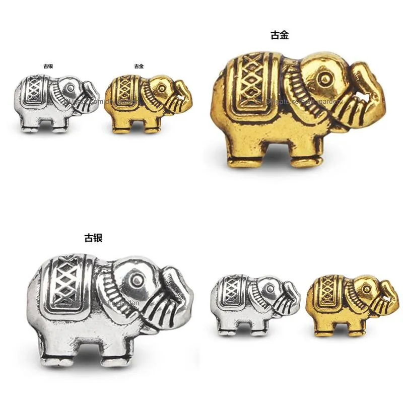 20pcs/lot vintage zinc alloy elephant spacer beads antique silver/gold charm accessories necklace bracelet septa jewelry finding