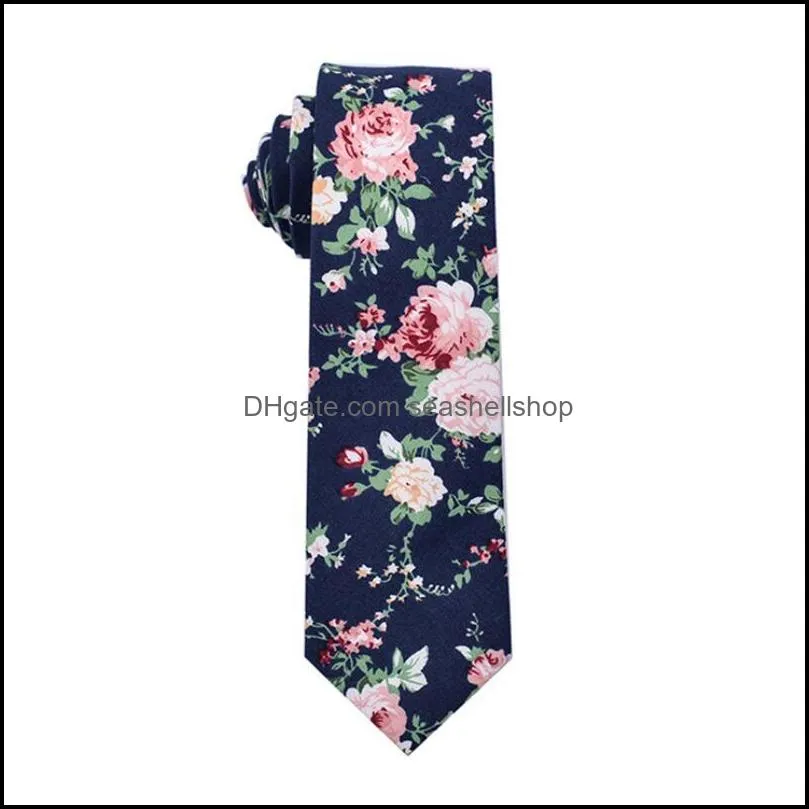 casual floral print neck tie for men skinny cotton wedding mens neckties classic suits fashion accessories