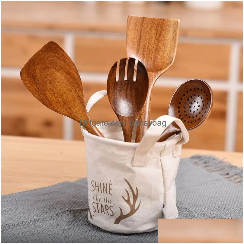 spoons wooden ramen soup spoons japanese kitchen spatula teakwood wooden frying rice seasoning spoons nonstick pan spatula