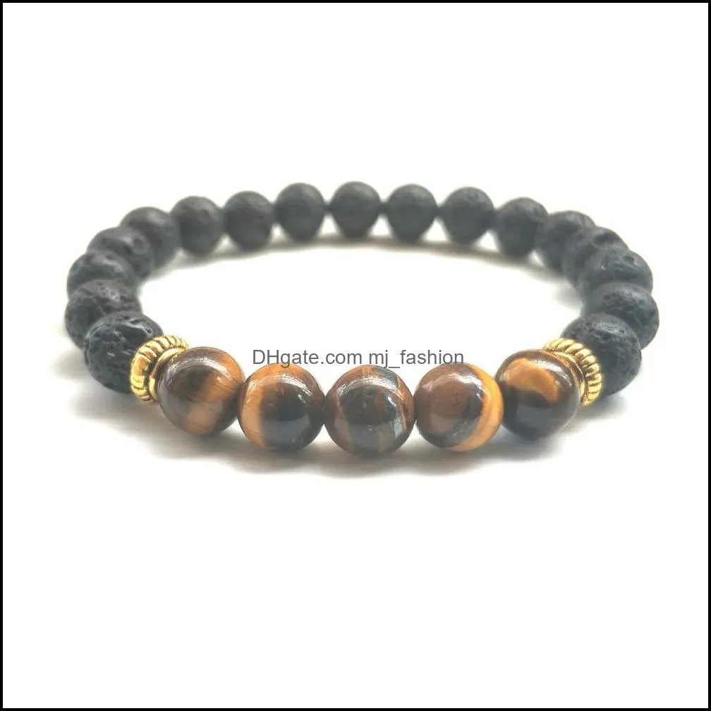 6styles natural black lava stone turquoise elastic bracelet aromatherapy  oil diffuser bracelet for men jewelry