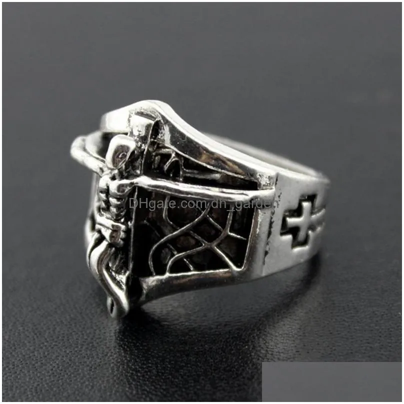  gothic skull carved big biker rings mens antisilver retro punk rings for men s fashion jewelry in bulk wholesale