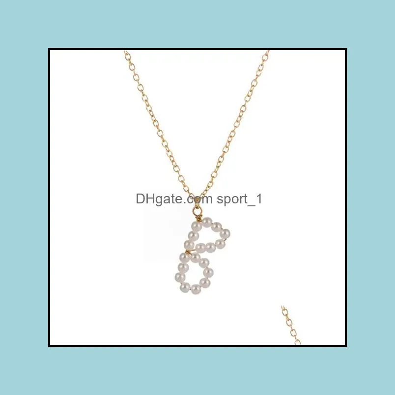 fashion az english alphabet initial necklace for women pearl capital letter pendant necklace charm party jewelry gift