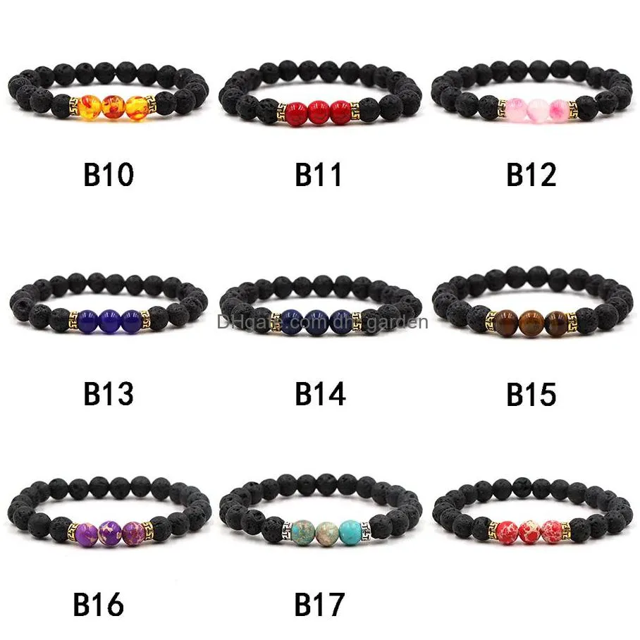  lava rock stone beads bracelet chakra charm natural stone essential oil diffuser beads chain for women men fashion crafts jewelry