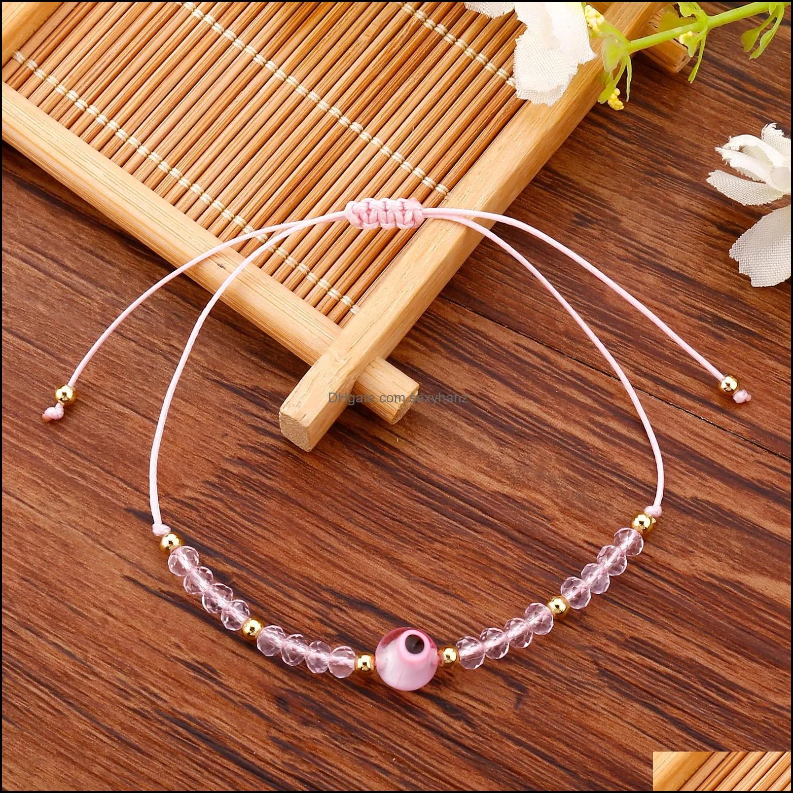 evil nazar eye chain bracelet handmade rope stainless steel bead crystal bracelets for women valentines day gift emo jewelry