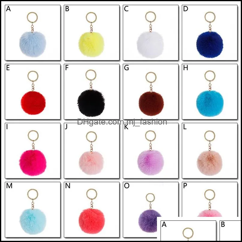 fluffy pom pom keychain soft faux rabbit fur ball car keyring pompom key chains holder women bag pendant jewelry gifts