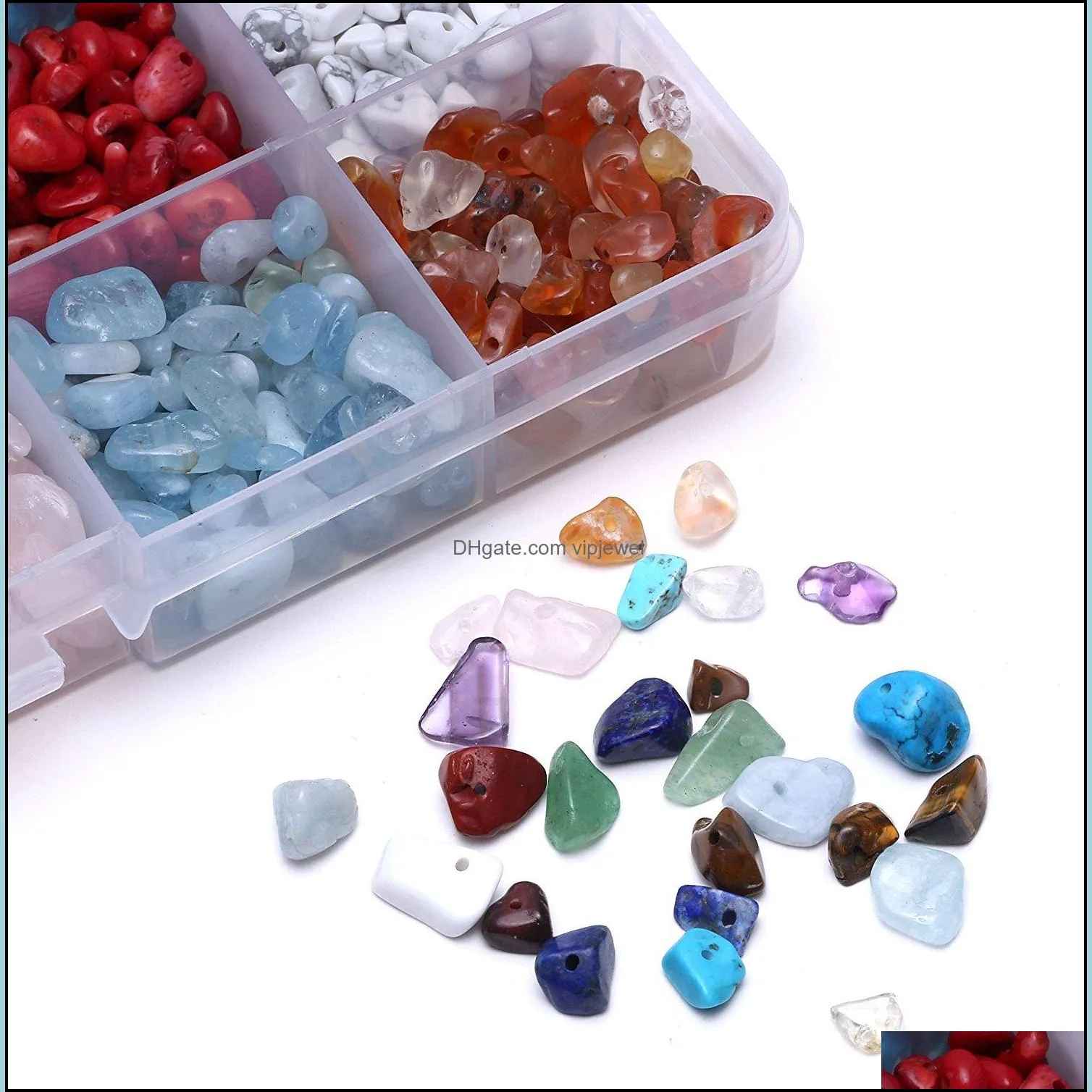 gemstone beads irregular natural stone beads crystal energy stone with storage box for jewelry making diy 15 colors d825l