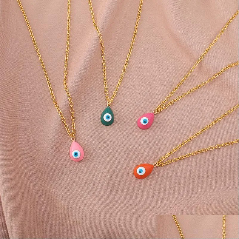 summer love 19x11x7mm enamel evil eyes pendant necklace for women jewelry big turkish eye chains choker necklaces clavice chains