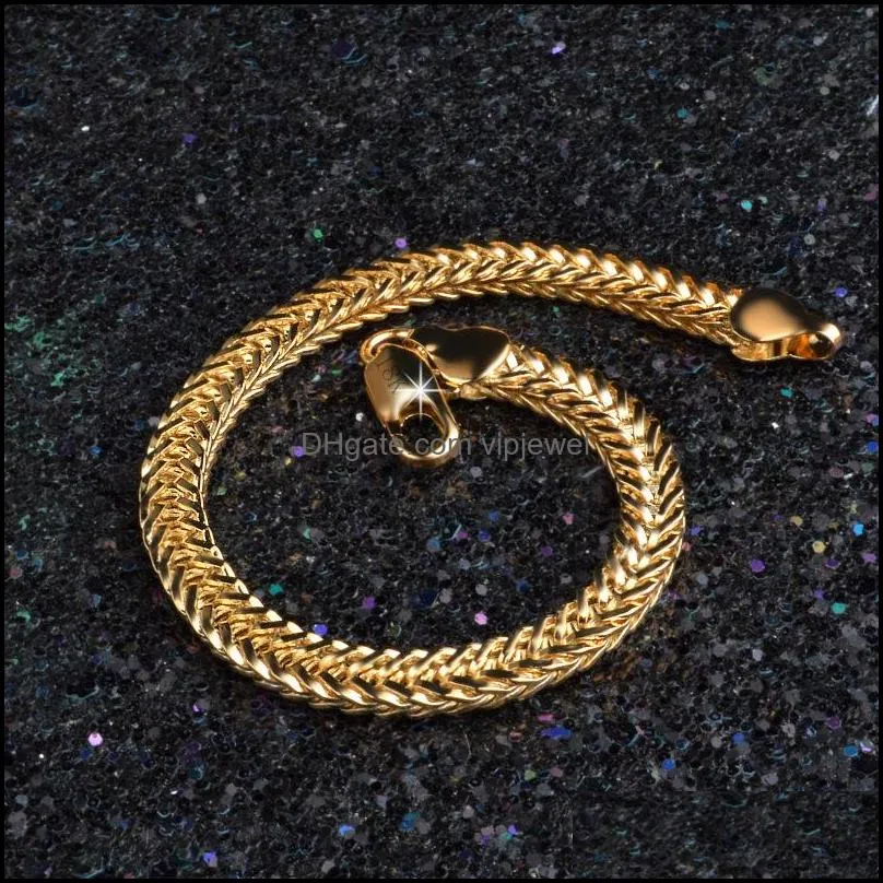 luxury 6mm 18k gold plated snake rope chains necklace bangle bracelets for women men fashion jewelry set accessories gift hip hop