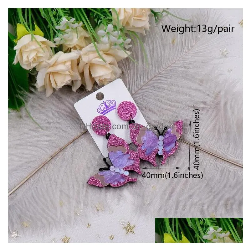 dangle earrings 1.6in butterfly vintage galaxy gitter acrylic drop earringsjewelry for women