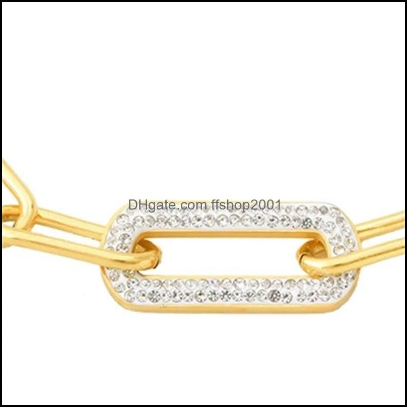 lokaer trendy cz crystal geometric charm bracelets for women titanium link chain bohemia beach jewelry 3380 q2