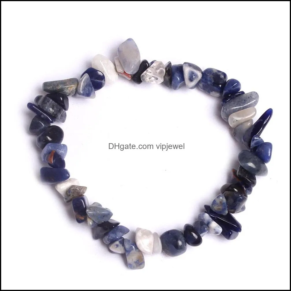 multicolor broken natural stone beaded bracelets for women healing crystal quartz stone elasticity wristband mens fashion jewelry gift