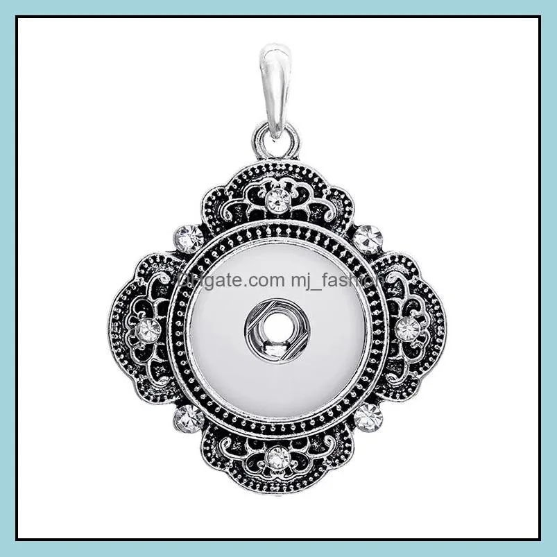 fashion crystal snap button necklace 18mm ginger snaps buttons charms with stainless steel chain necklaces for women jewelry