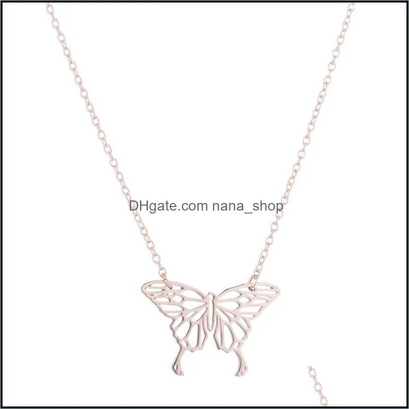 stainless steel butterfly necklaces fashion european animal pendant necklace clavicle chain jewelry holiday gifts wholesale