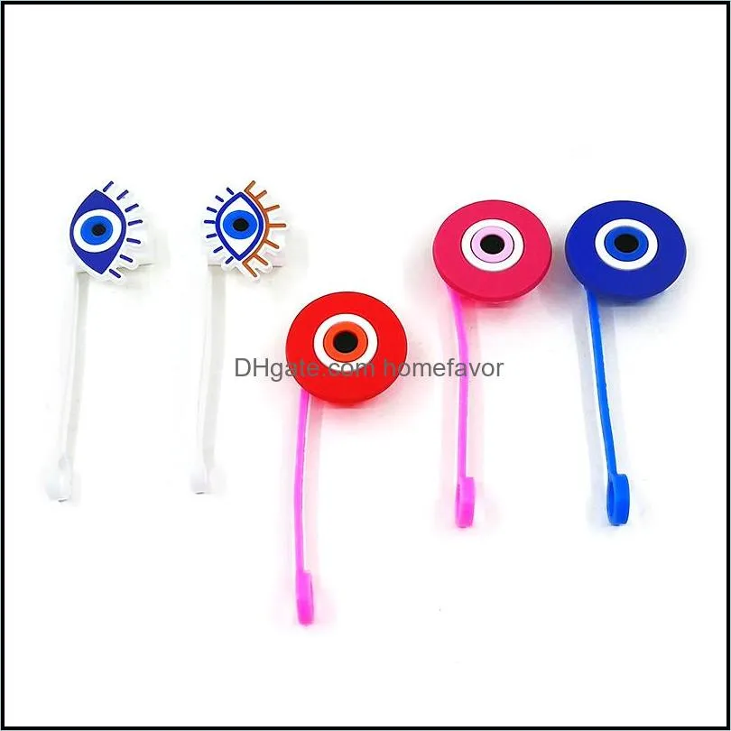9pcs/set custom evil eye straw toppers cover molds silicone charms for tumbers reusable splash proof drinking dust plug decorative 8mm straw