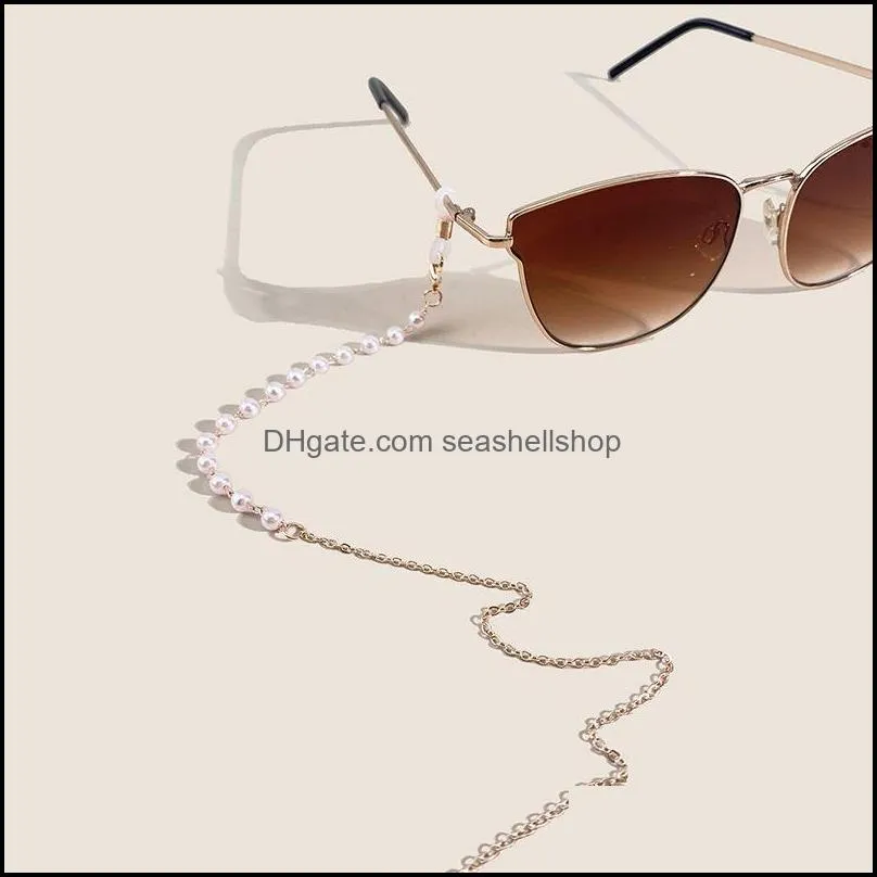 women eyeglasses chains fashion metal glasses lanyard girl pearl mask strap trendy acrylic nonslip mask chain sunglasses cord