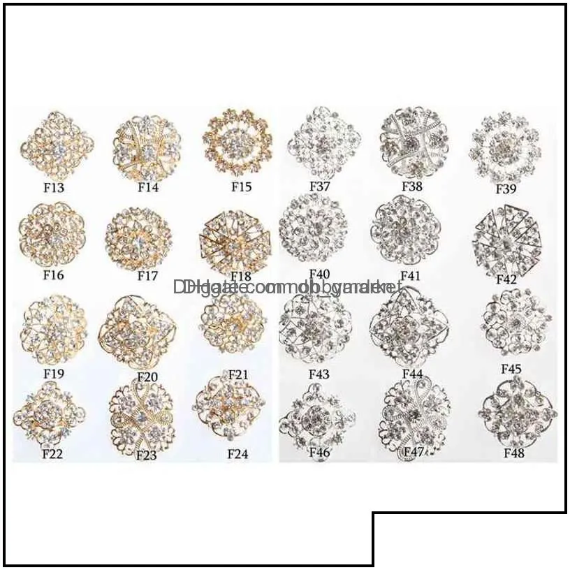 pins brooches jewelry 24pcs clear crystal rhinestones women bridal gold brooch pins for diy wedding bouquet kits drop delivery 2021